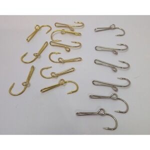 Unbranded Fish Hook Hat Pins Set 14pc Gold Silver Fishing Tie Clasp Excellent